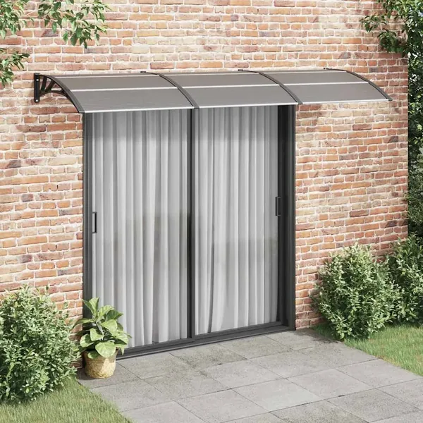 Auvent de porte Noir 300x75 cm Polycarbonate