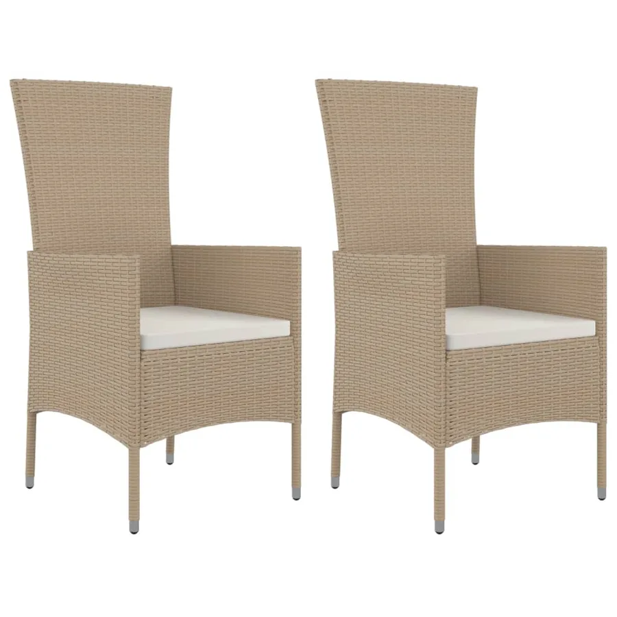 Ensemble à manger de jardin coussins 3 pcs Beige poly rotin - 4