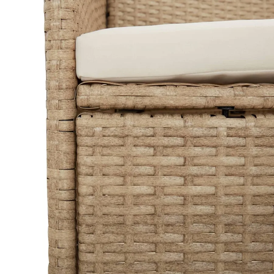 Ensemble à manger de jardin coussins 3 pcs Beige poly rotin - 7