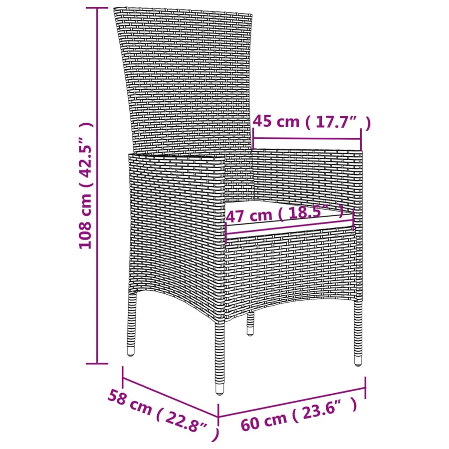 Ensemble à manger de jardin coussins 3 pcs Beige poly rotin - 9