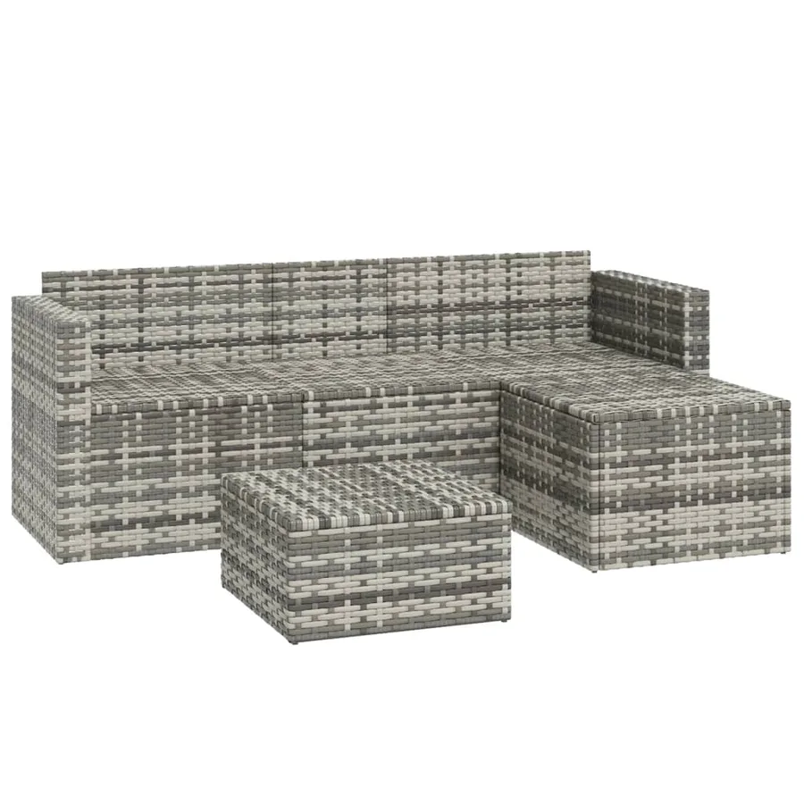 Salon de jardin 3 pcs avec coussins Gris Résine tressée - 3