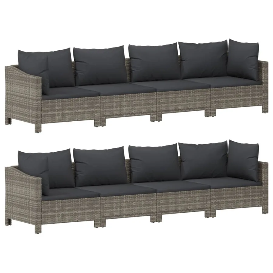 Salon de jardin 9 pcs avec coussins Gris Résine tressée - 5