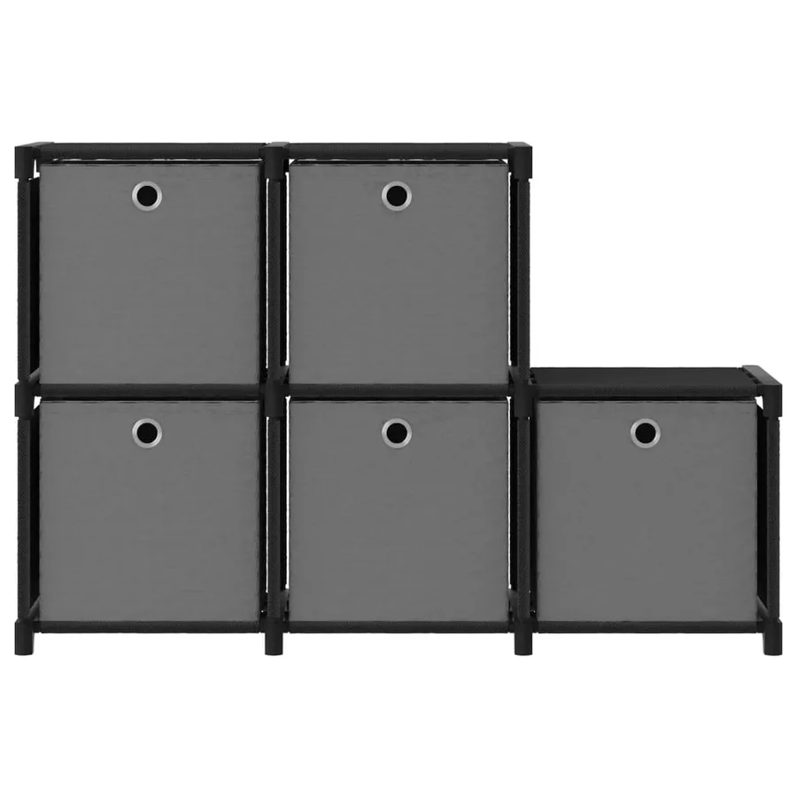 Étagère d'affichage 5 cubes et boîtes Noir 103x30x72,5 cm Tissu - 2