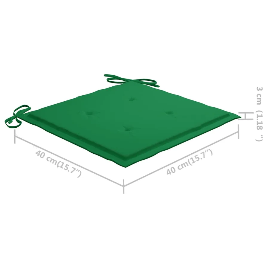 Ensemble de bistro 3 pcs avec coussins vert Bois de teck massif - 10