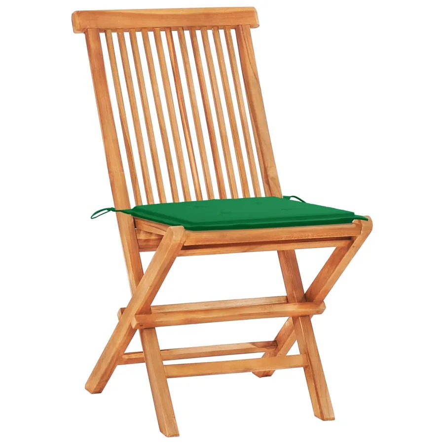 Ensemble de bistro 3 pcs avec coussins vert Bois de teck massif - 4