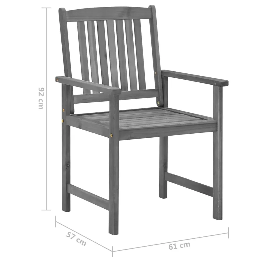 Chaises de jardin et coussins lot de 4 Gris Bois acacia massif - 11