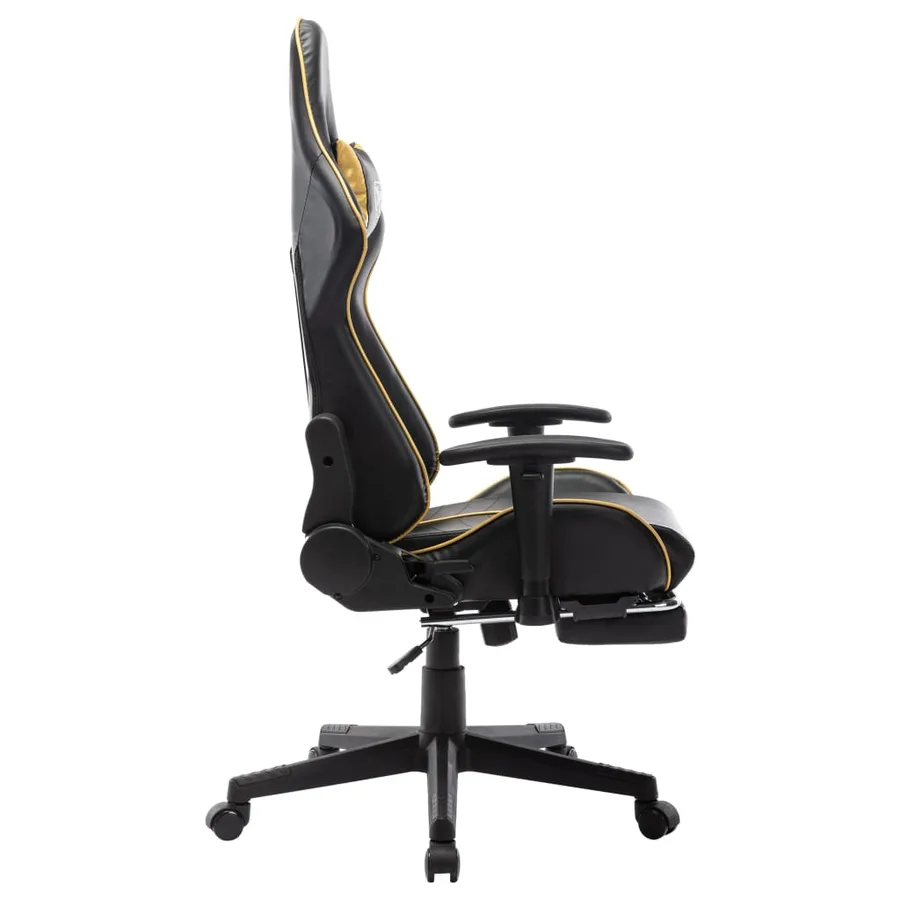 Chaise de jeu avec repose-pied Noir et doré Cuir artificiel - 3