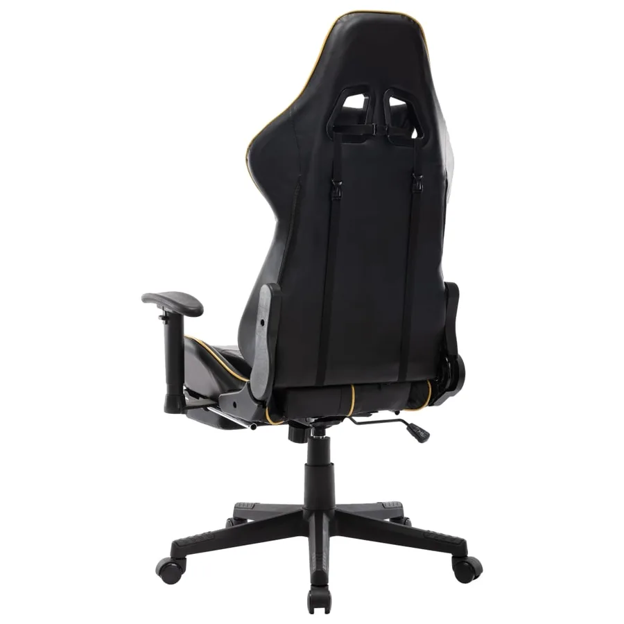 Chaise de jeu avec repose-pied Noir et doré Cuir artificiel - 4
