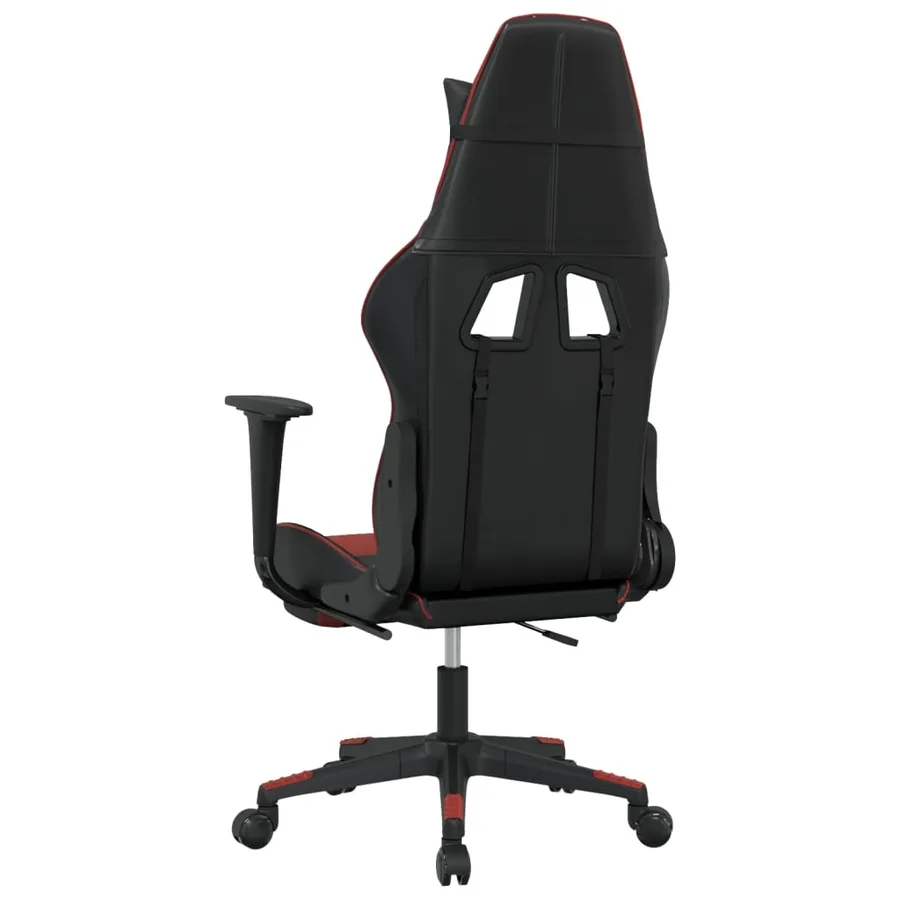 Chaise de jeu avec repose-pied Noir/rouge bordeaux Similicuir - 5