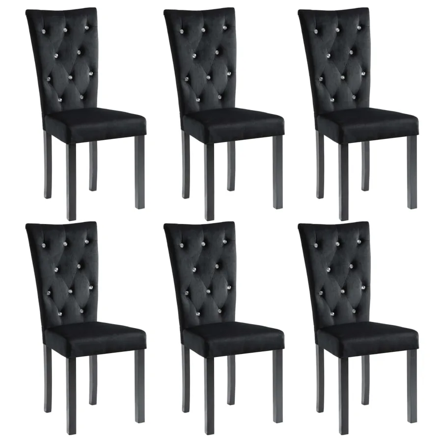 Chaises à manger lot de 6 noir velours - 2