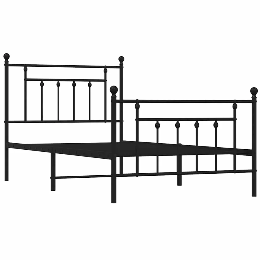 Cadre de lit métal sans matelas avec pied de lit noir 100x190cm - 3