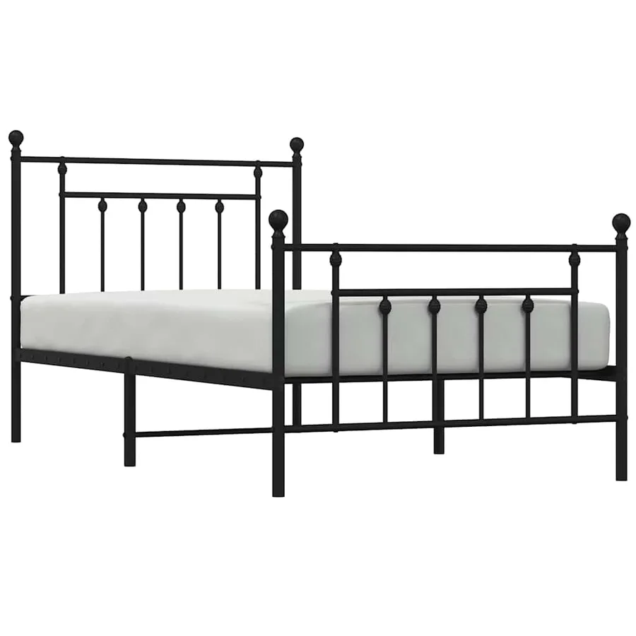 Cadre de lit métal sans matelas avec pied de lit noir 100x190cm - 5