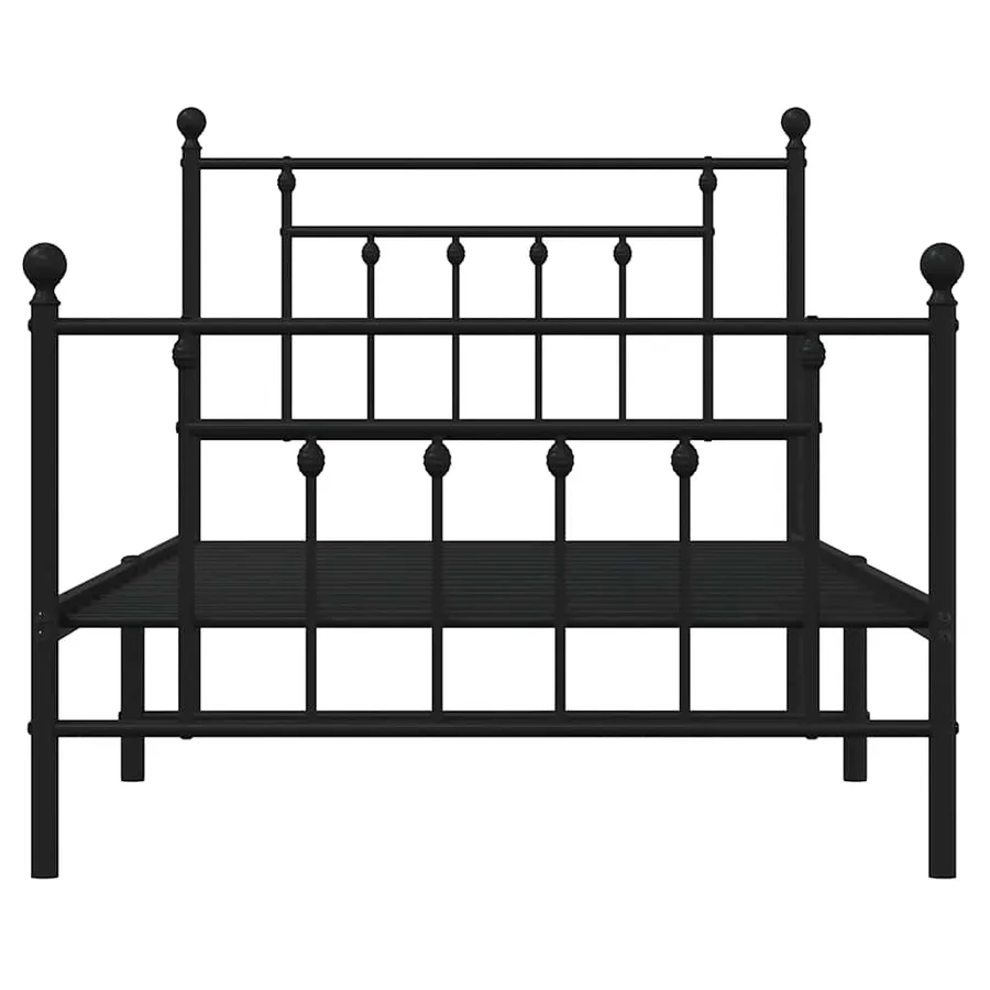 Cadre de lit métal sans matelas avec pied de lit noir 100x190cm - 6