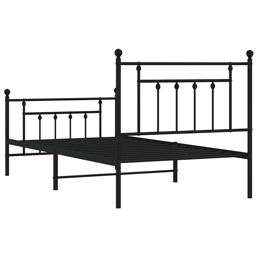 Cadre de lit métal sans matelas avec pied de lit noir 100x190cm - 8
