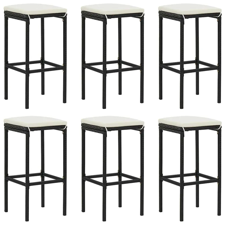 Ensemble de bar de jardin 7 pcs avec coussins noir poly rotin - 4