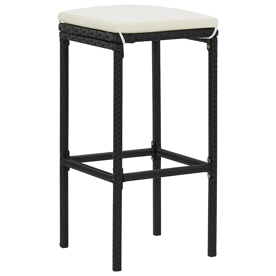 Ensemble de bar de jardin 7 pcs avec coussins noir poly rotin - 5