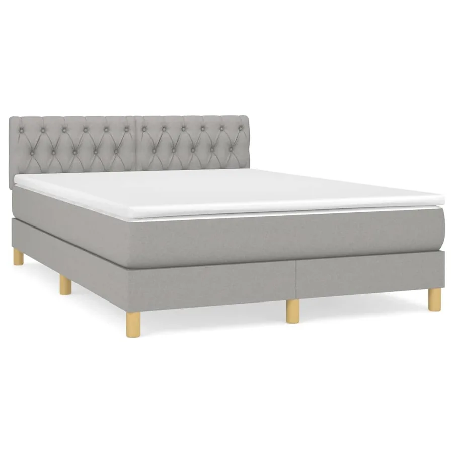 Sommier à lattes de lit avec matelas Gris clair 140x200cm Tissu - 2