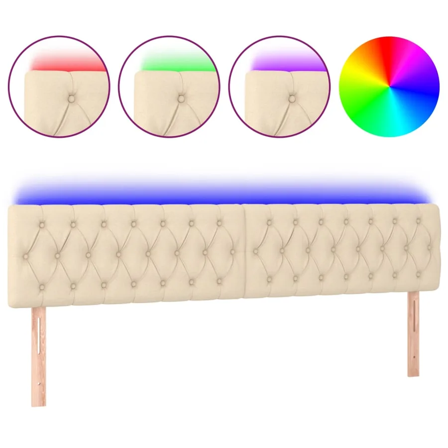 Tête de lit à LED Crème 200x7x78/88 cm Tissu - 2