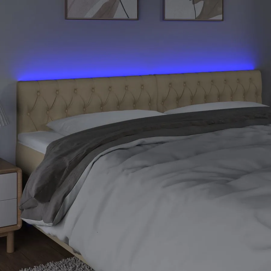 Tête de lit à LED Crème 200x7x78/88 cm Tissu - 3
