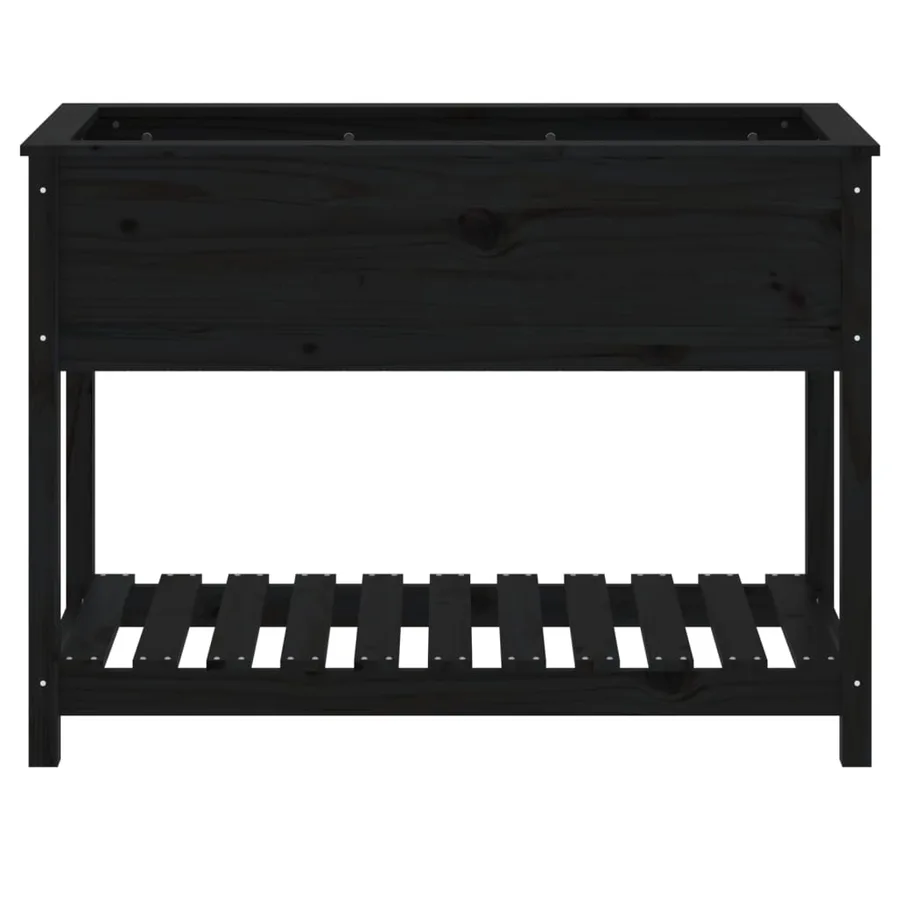 Jardinière avec étagère Noir 111,5x54x81 cm Bois massif de pin - 5