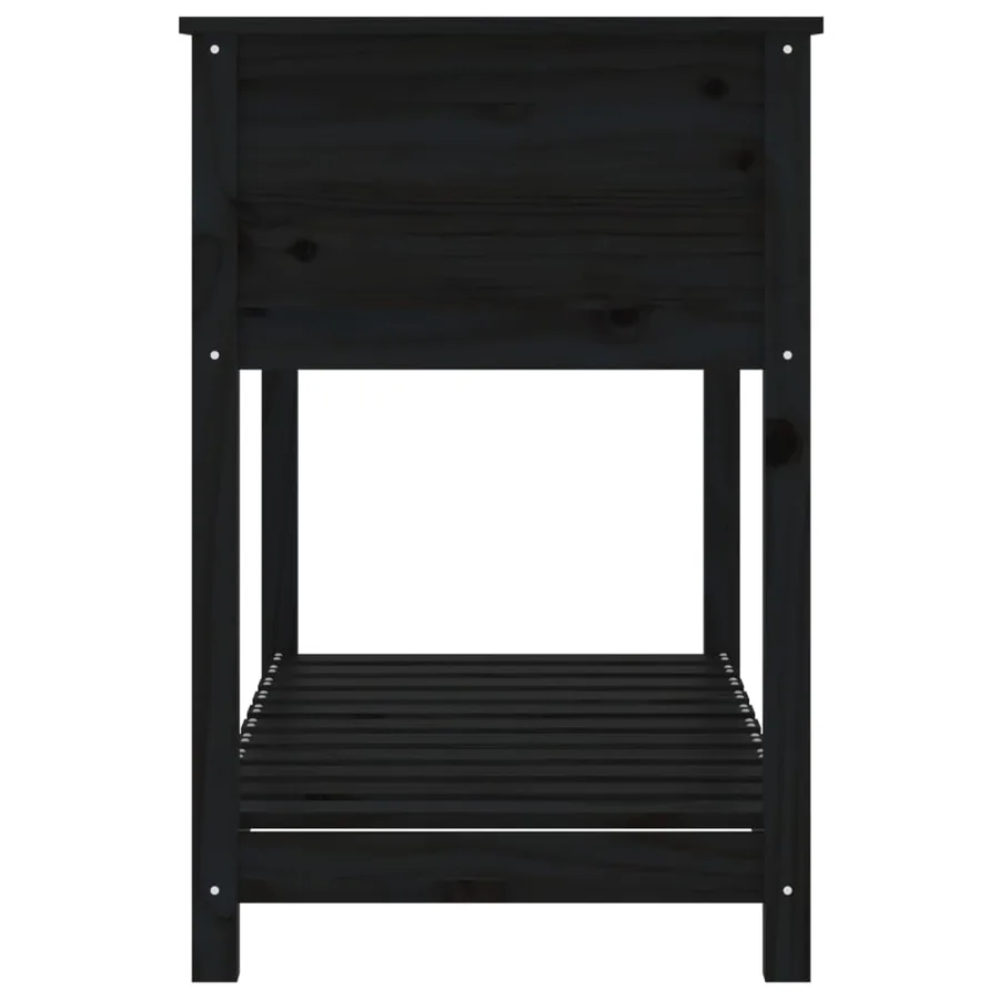 Jardinière avec étagère Noir 111,5x54x81 cm Bois massif de pin - 6