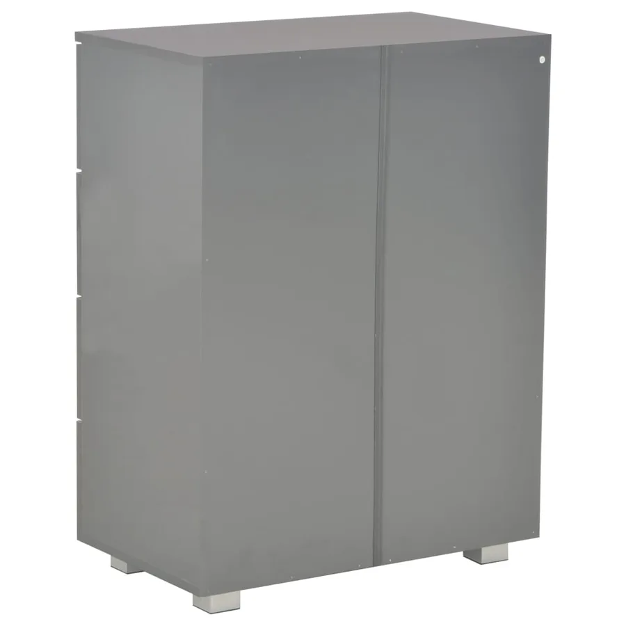 Buffet Gris brillant 60x35x80 cm Bois d'ingénierie - 5