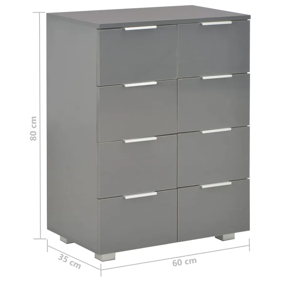 Buffet Gris brillant 60x35x80 cm Bois d'ingénierie - 9
