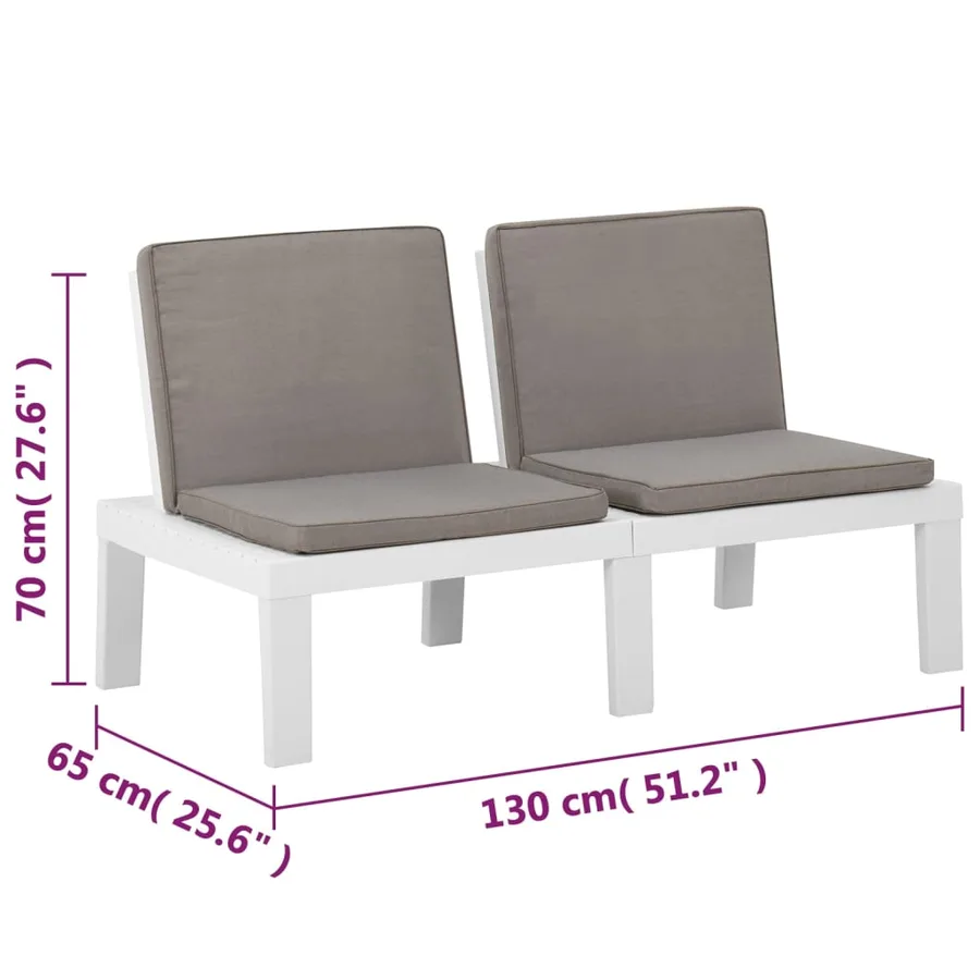 Salon de jardin 3 pcs avec coussins Plastique Blanc - 13