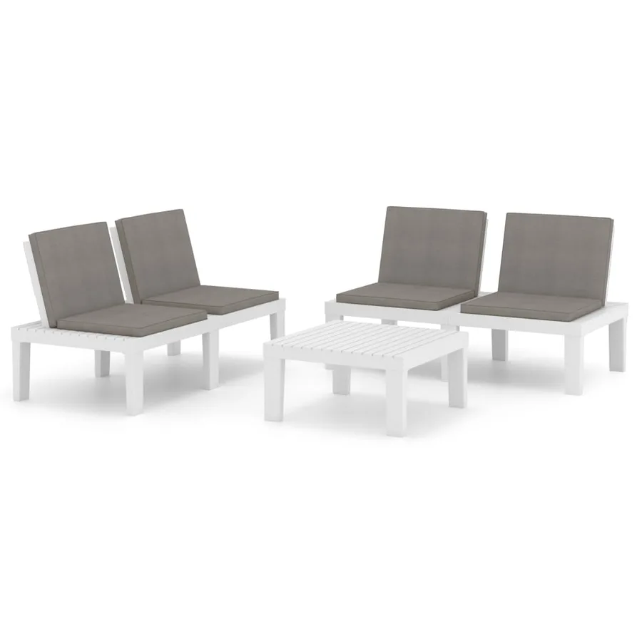 Salon de jardin 3 pcs avec coussins Plastique Blanc - 2