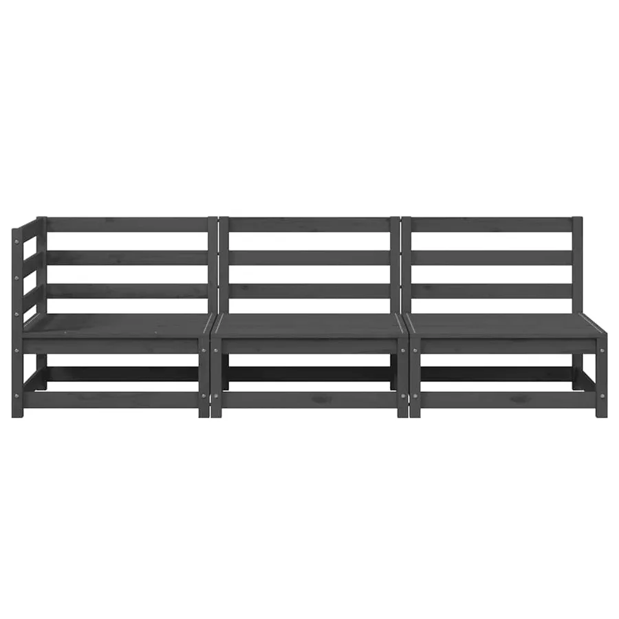 Salon de jardin 3 pcs gris bois de pin massif - 6