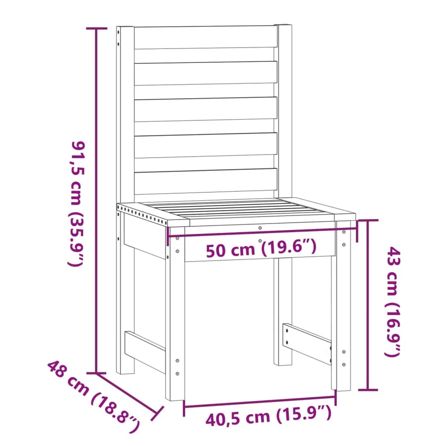 Chaises de jardin lot de 2 blanc 50x48x91,5 cm bois massif pin - 8