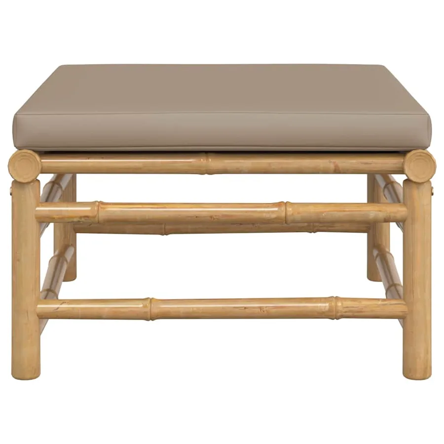 Repose-pieds de jardin avec coussin taupe bambou - 3