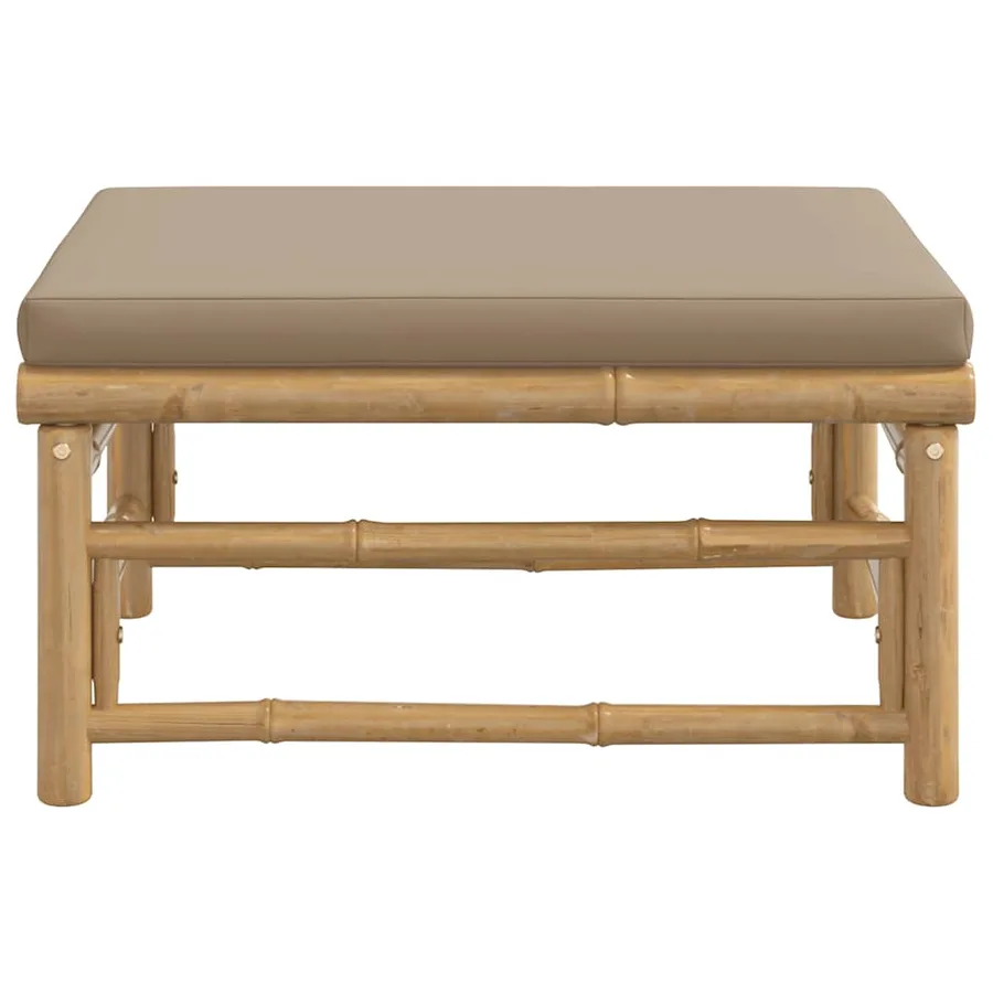 Repose-pieds de jardin avec coussin taupe bambou - 4