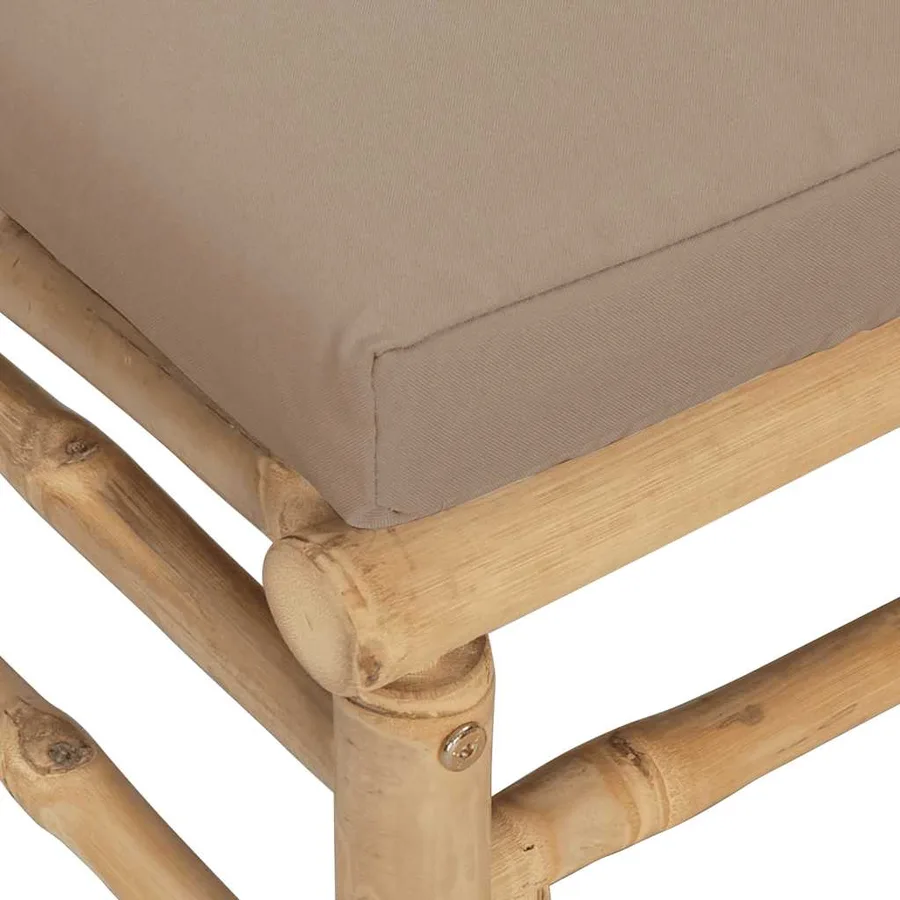 Repose-pieds de jardin avec coussin taupe bambou - 5
