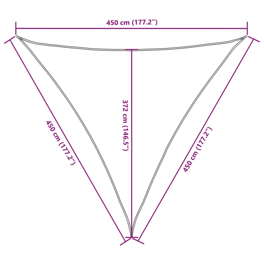 Voile de parasol tissu oxford triangulaire 4,5x4,5x4,5 m - 10