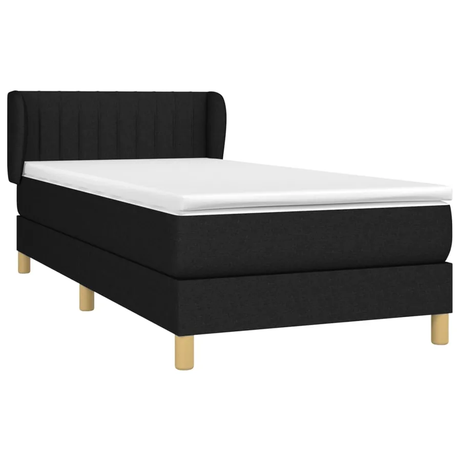 Sommier à lattes de lit avec matelas Noir 90x190 cm Tissu - 3