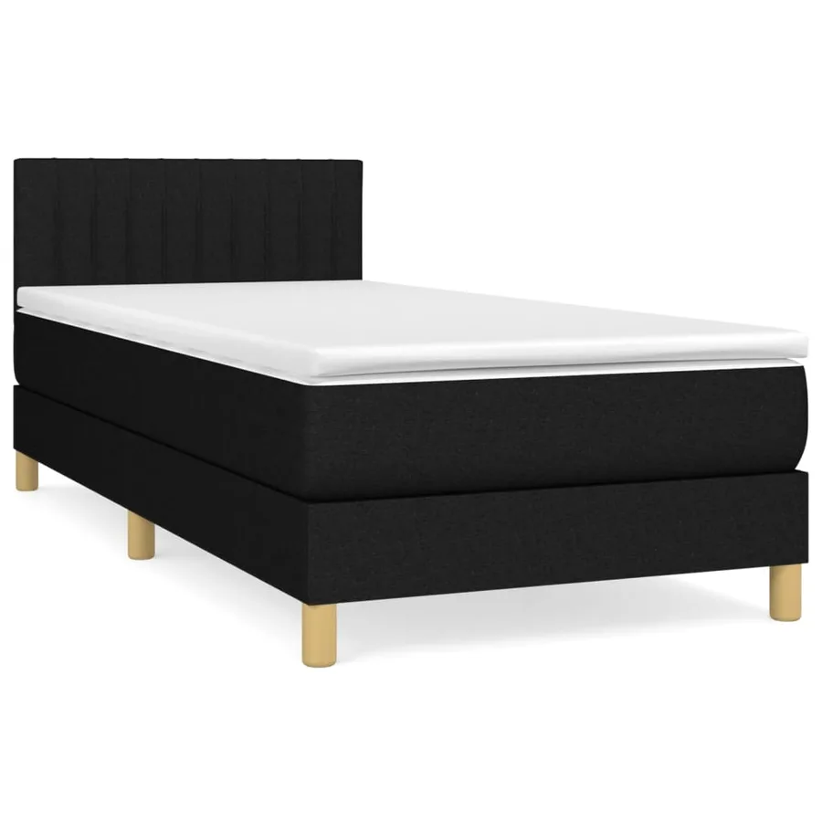 Sommier à lattes de lit avec matelas Noir 90x190 cm Tissu - 2