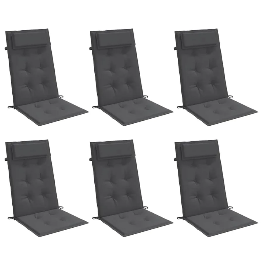 Coussins de chaise à dossier haut lot de 6 anthracite - 3