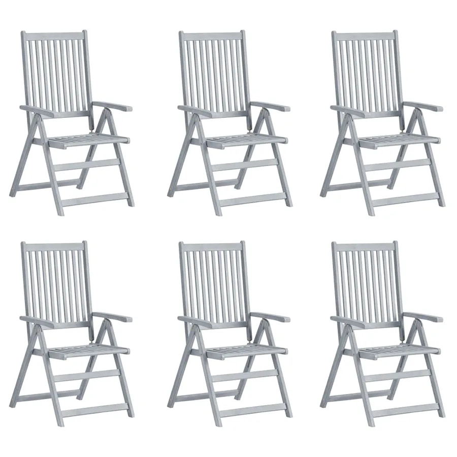 Chaises inclinables de jardin lot de 6 et coussins Bois acacia - 2