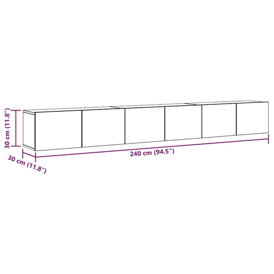 Ensemble de meubles TV 3 pcs Gris béton Bois d'ingénierie - 7