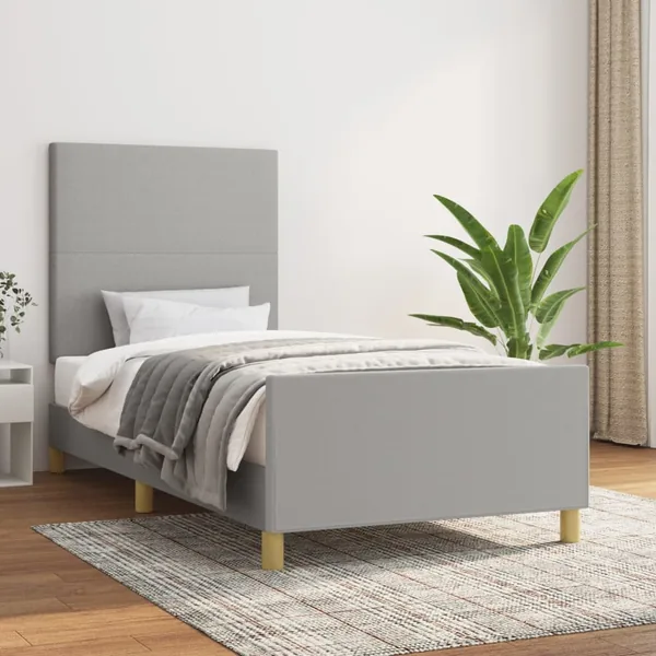 Cadre de lit sans matelas gris clair 80x200 cm tissu