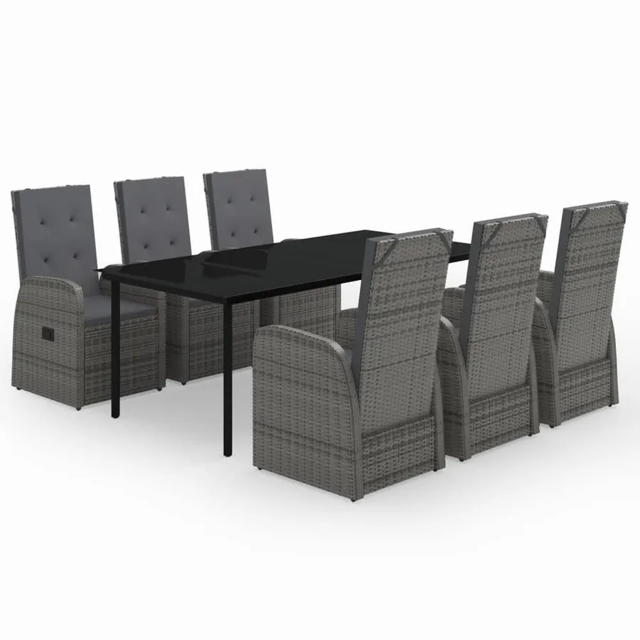 Ensemble à manger de jardin avec coussins 7 pcs Gris - 2