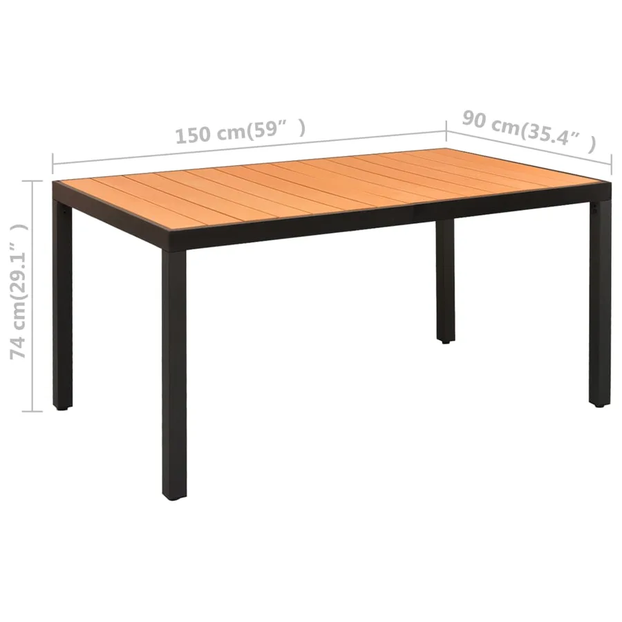 Ensemble à manger de jardin 7 pcs noir et marron - 11
