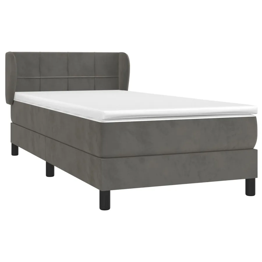 Sommier à lattes de lit et matelas Gris foncé 80x200 cm Velours - 3