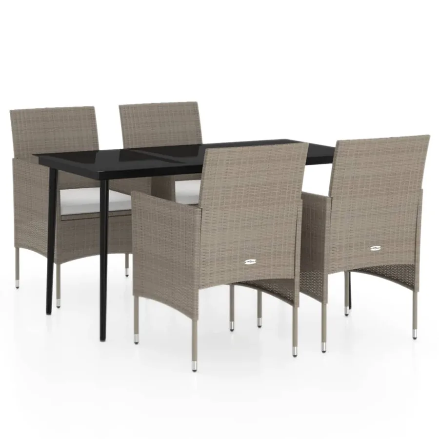 Ensemble à manger de jardin coussins 5 pcs Beige/noir - 2