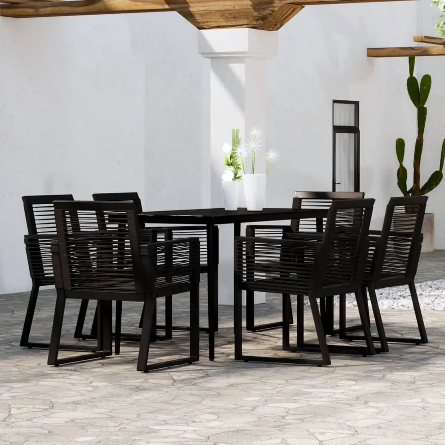 Ensemble à manger de jardin 7 pcs Noir