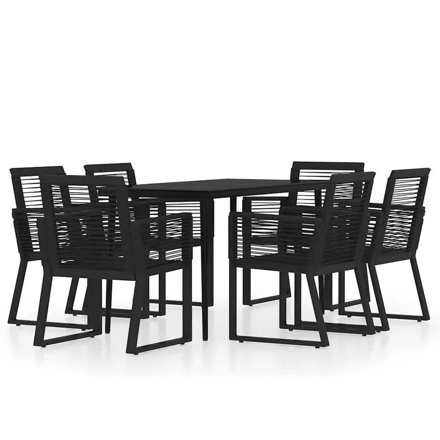 Ensemble à manger de jardin 7 pcs Noir - 2