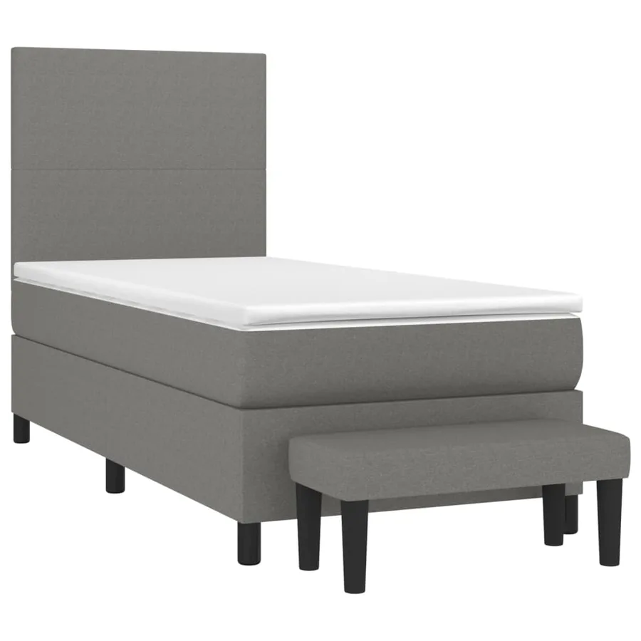 Sommier à lattes de lit avec matelas Gris foncé 80x200 cm Tissu - 3