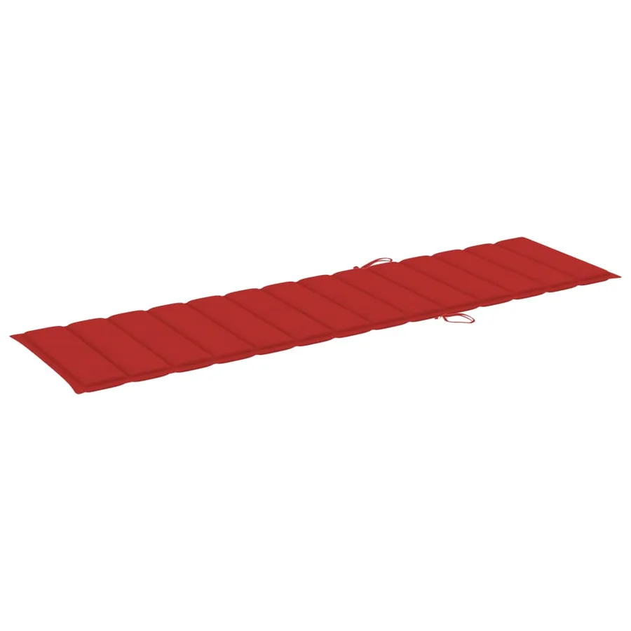 Chaise longue avec coussin rouge Bois de teck solide - 11
