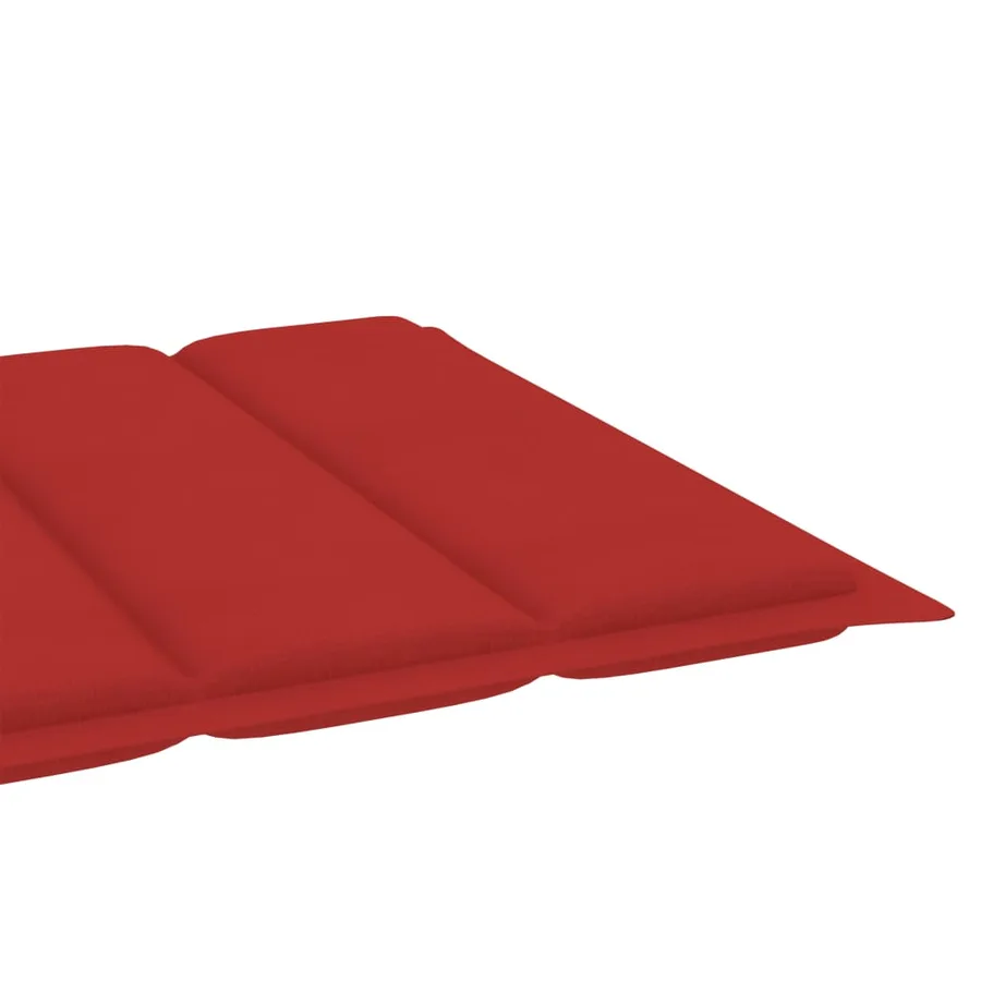 Chaise longue avec coussin rouge Bois de teck solide - 14